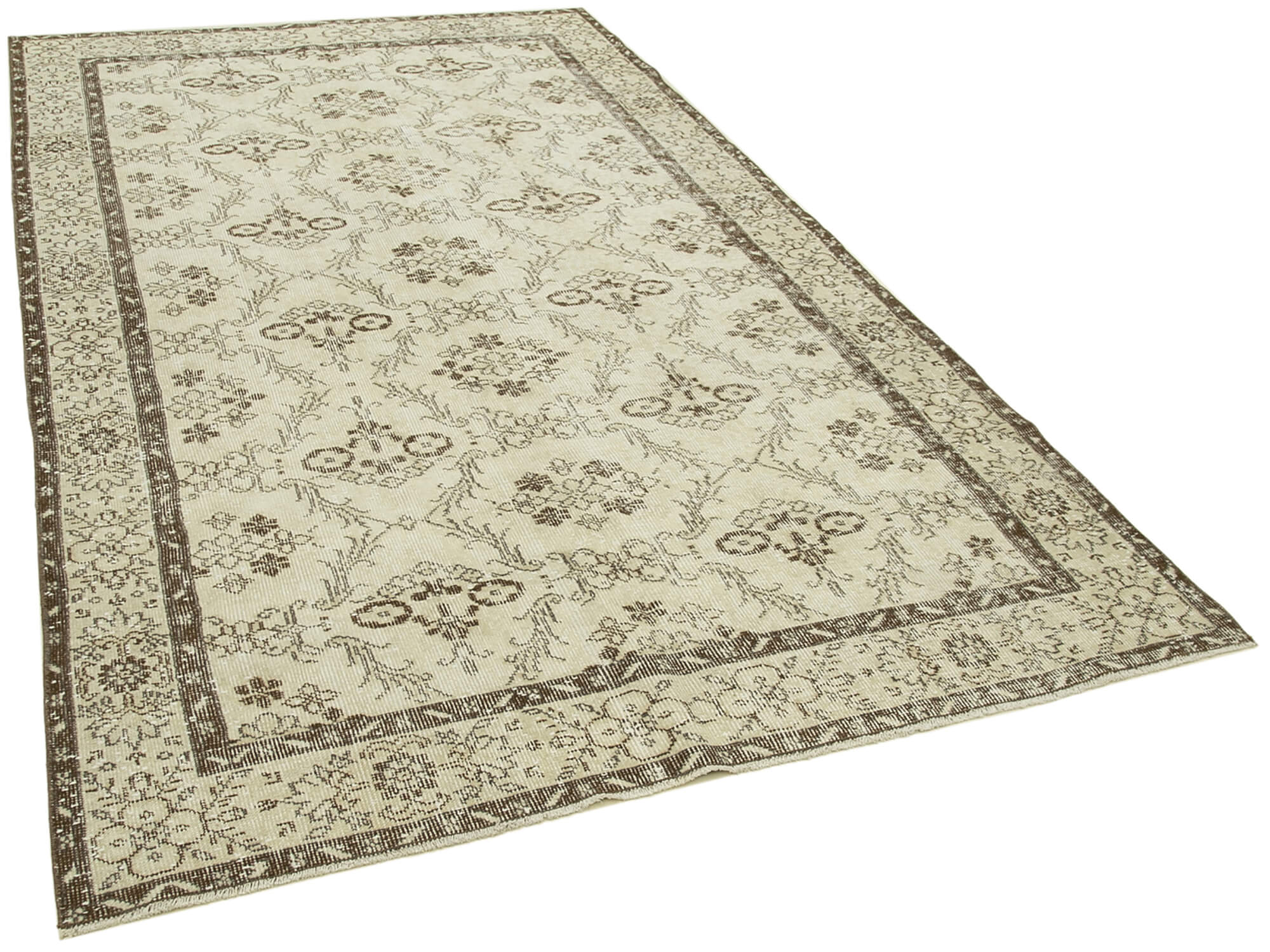 Tapis beige oriental fait à la main 163 cm x 278 cm