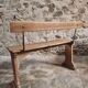 Vintage French wooden bench from the 1920s – Solid beech bench with backrest.