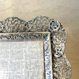 Cadre Vintage en métal argenté Cadre 16 cm x 13 cm Verre CONVEXE