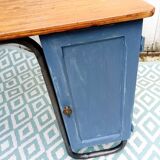 Bureau d'écolier en bois bleu