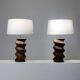 Pair of Brutalist Solid Wood Lamps