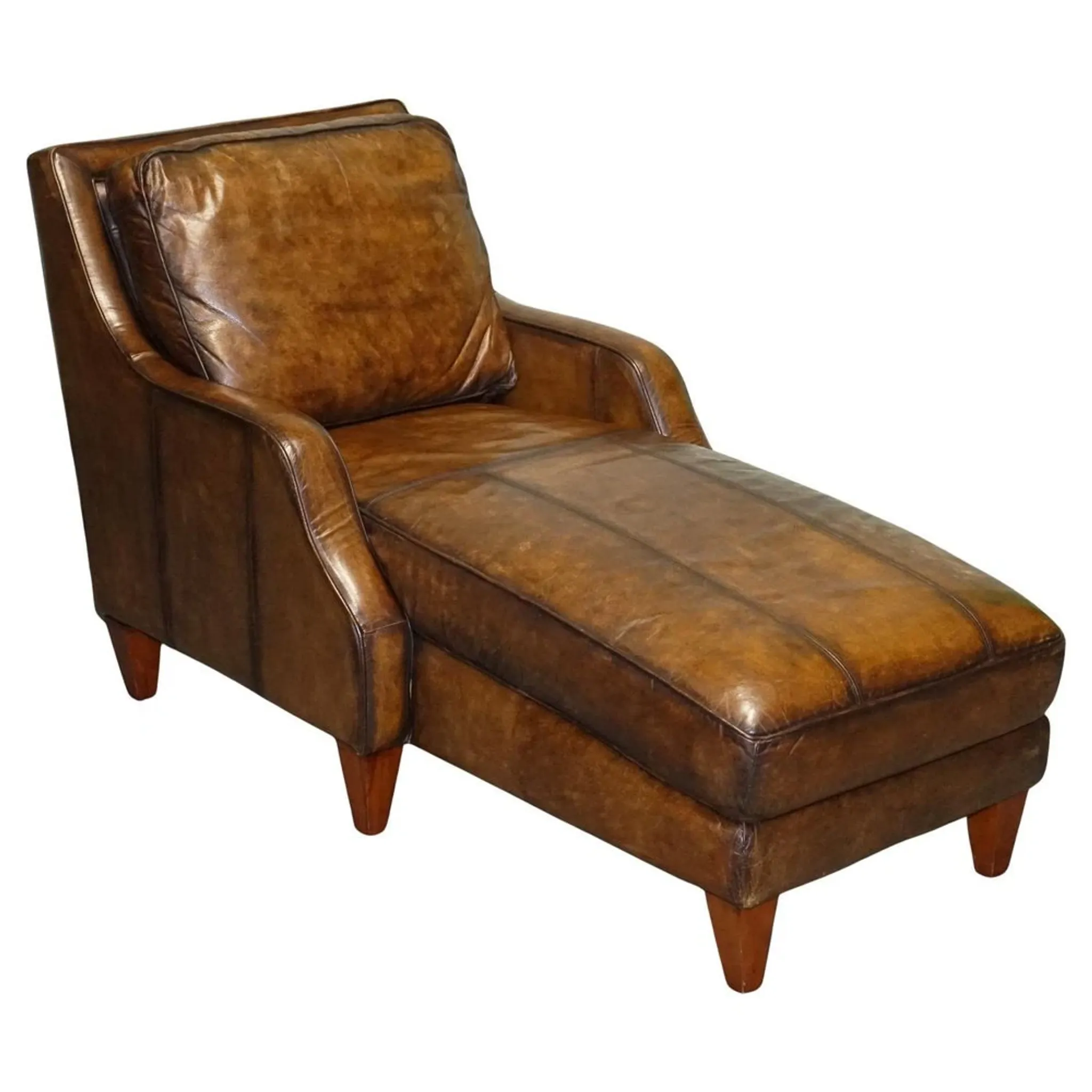 Chaise Longue en Cuir Teint à la Main