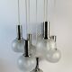 Vintage Doria Leuchten suspension with 7 cracked glass globes.