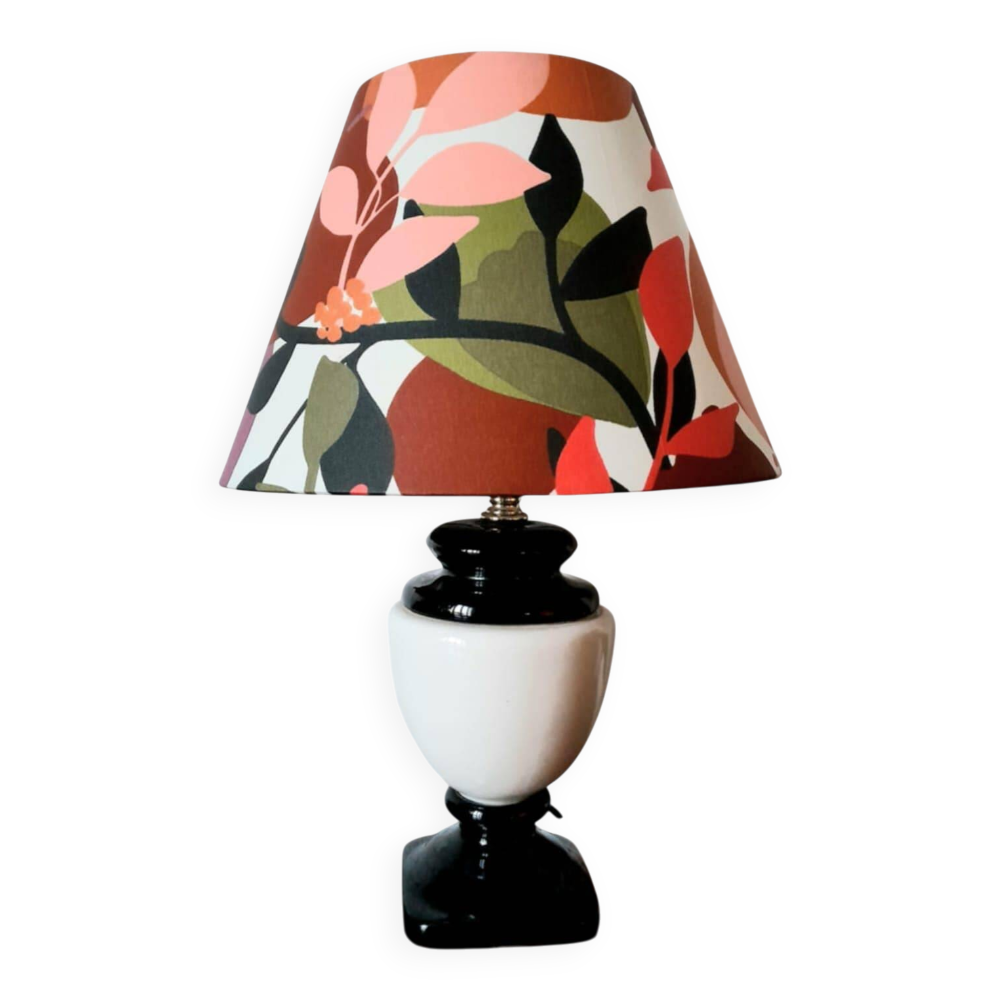 Vintage ceramic lamp with fruit lampshade