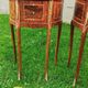 half-moon bedside pair in marquetry, bronze ornaments