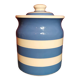 Blue striped kitchen pot