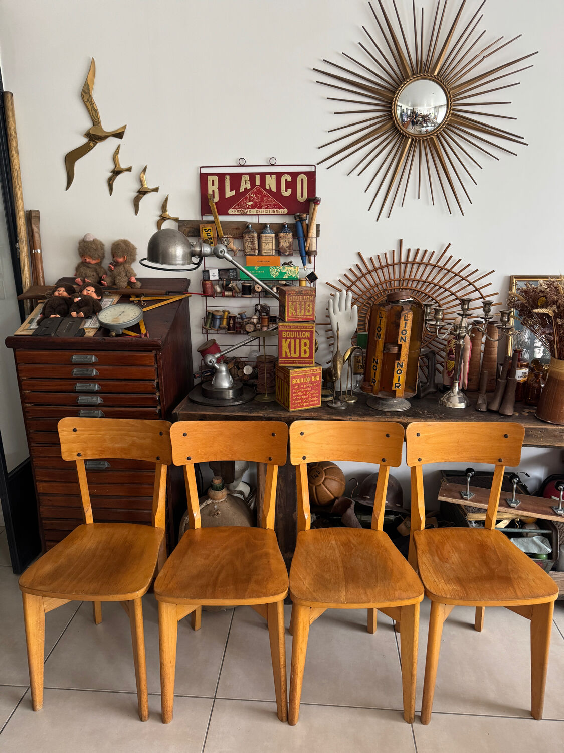 Set of 4 vintage Luterma bistro chairs in wood