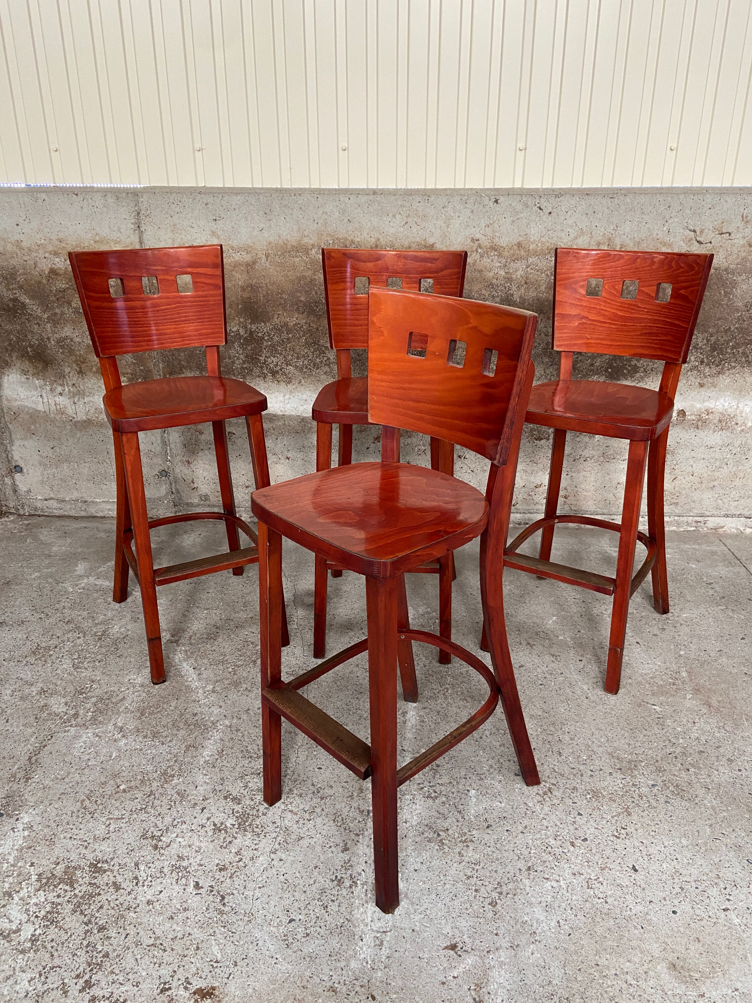 4 Bentwood bar stools 1980-90