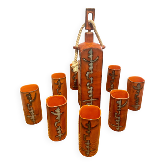 Vallauris ceramic orangeade set 9 pieces