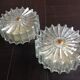 Paire de plafonniers ronds en verre structuré / vintage  années 60-70