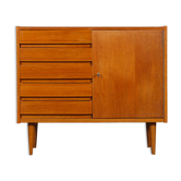 Small vintage oak chest of drawers, Czech design from the 1970s