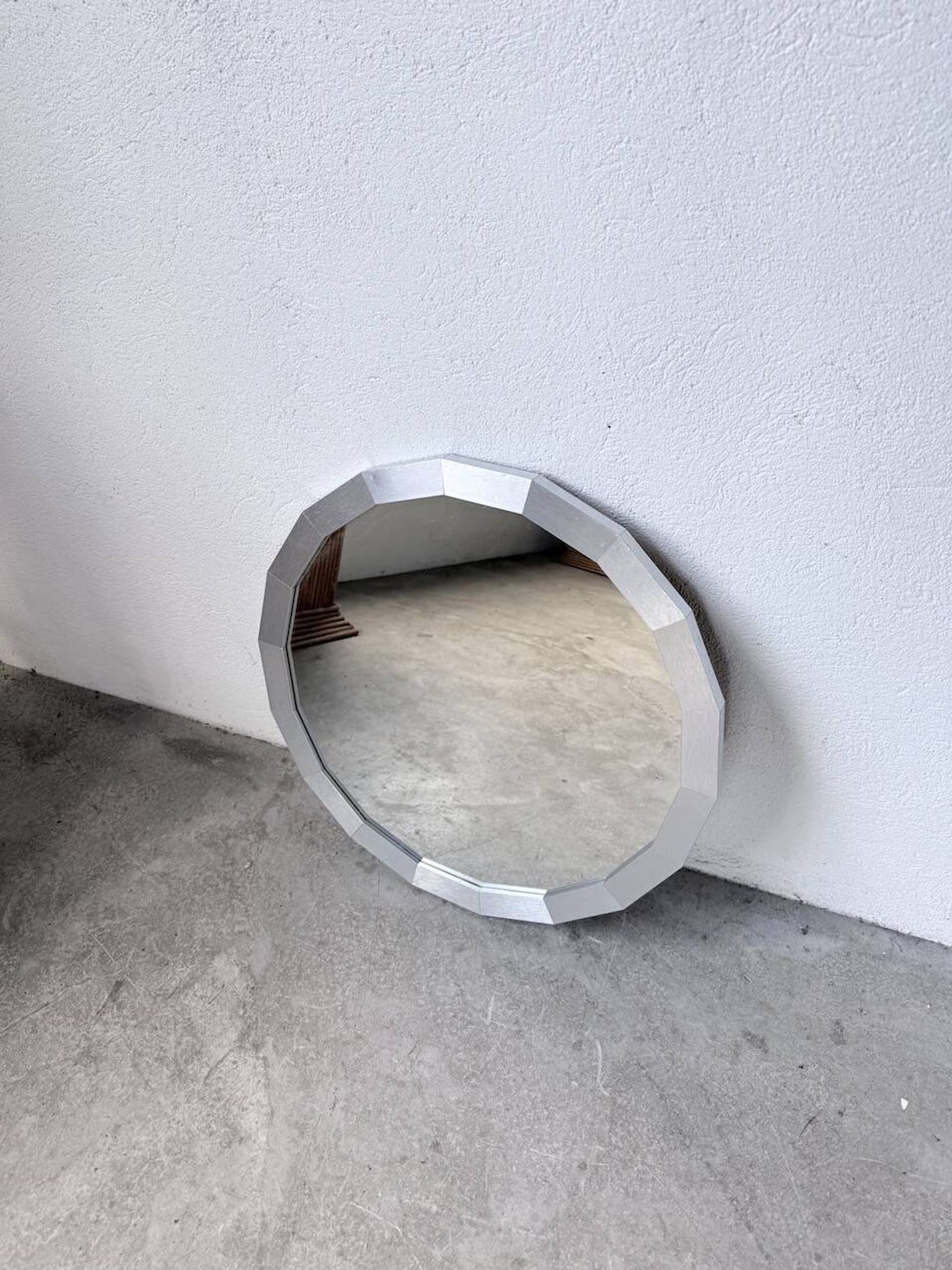 Miroir hexagonal métal brossé 1970