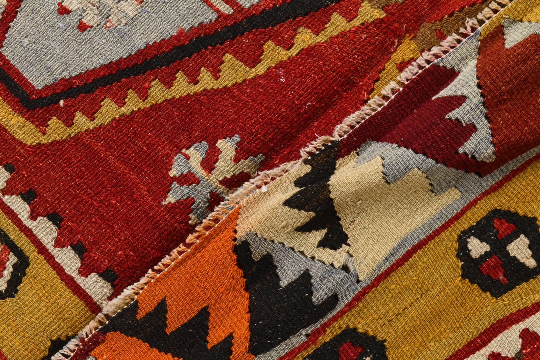 Grand Kilim Designer Vintage, Tapis Anatolien Rouge Fait Main, 149x308 Cm