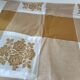 Nappe et 8 serviettes vintage – tons caramel et moutarde dorée