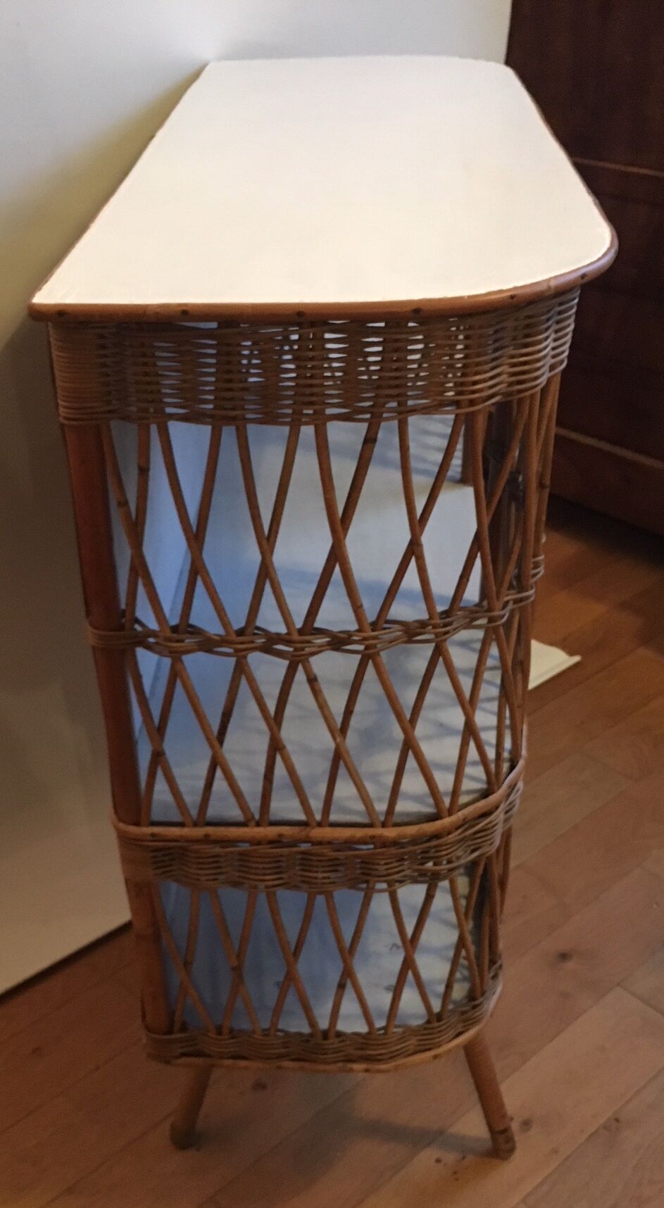 Sideboard of rattan and wood