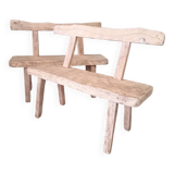 Old small farm bench in solid oak