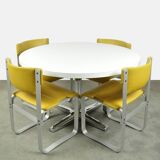 Ensemble de table à manger vintage, 4 chaises à manger Asko « Pulkka », table Ilmari Lappalainen & Pastoe années 60-70