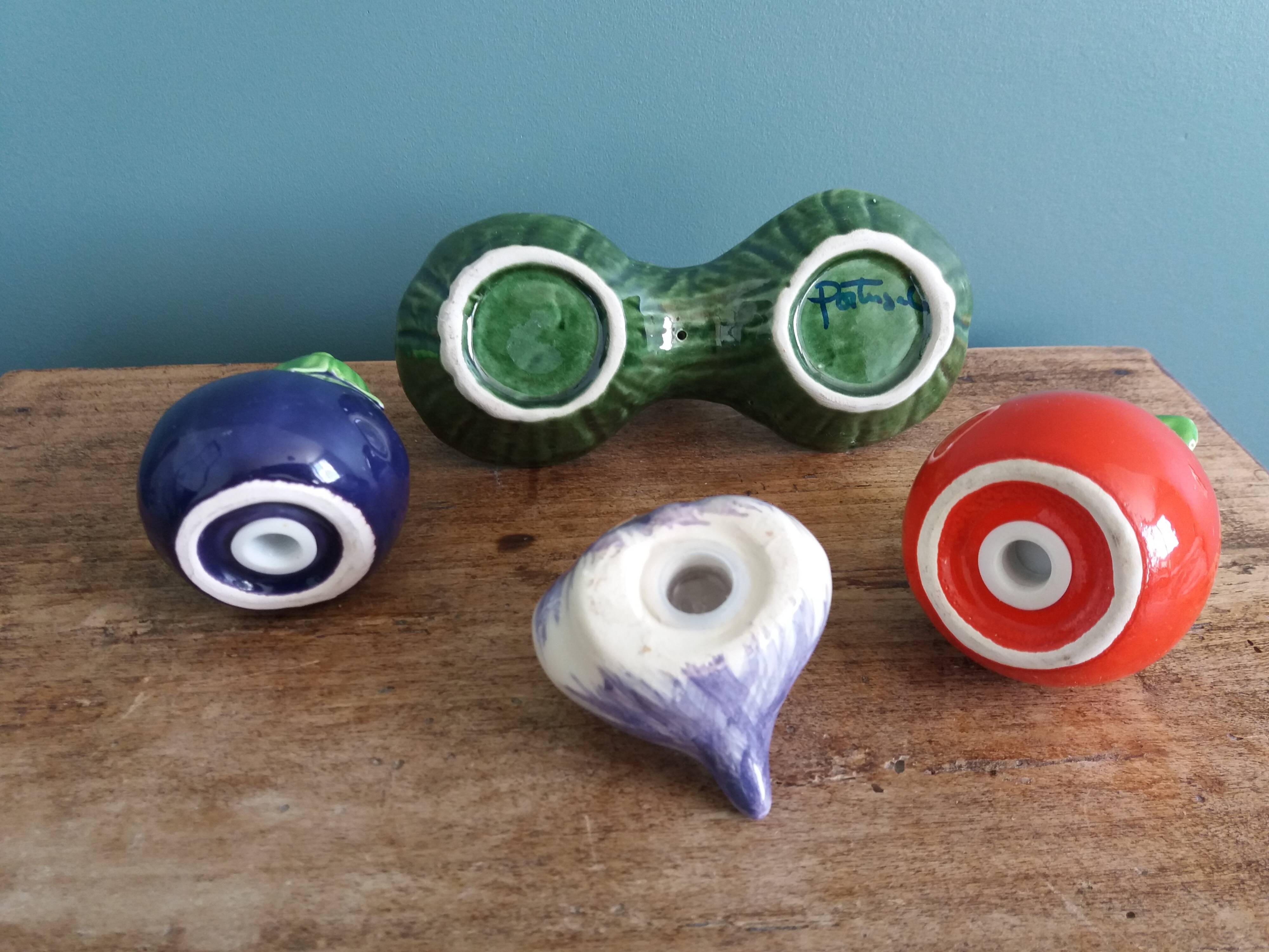 Vegetable salt and pepper shaker in slip
