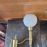 White opaline brass corner wall light