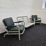 Mid century US Army Aluminium  Sofa and Armchairs by Hans H. Hunnebeck,1953