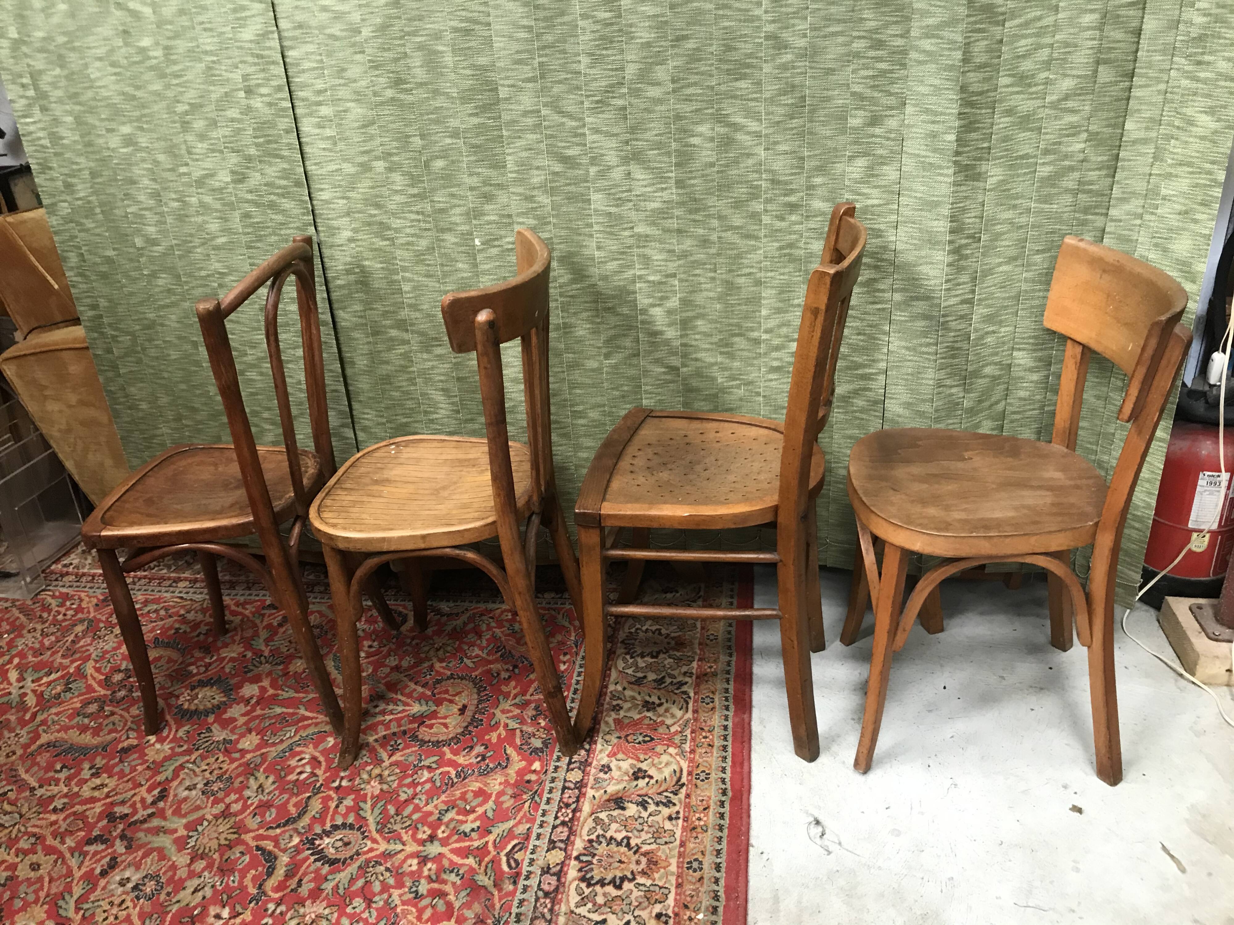 Set of 4 vintage bistro chairs 50s