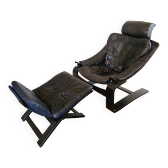 Fauteuil et ottoman Kroken design Ake Fribyter
