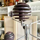 Space Age coat rack 8 hooks in chromed metal and brown bakelite