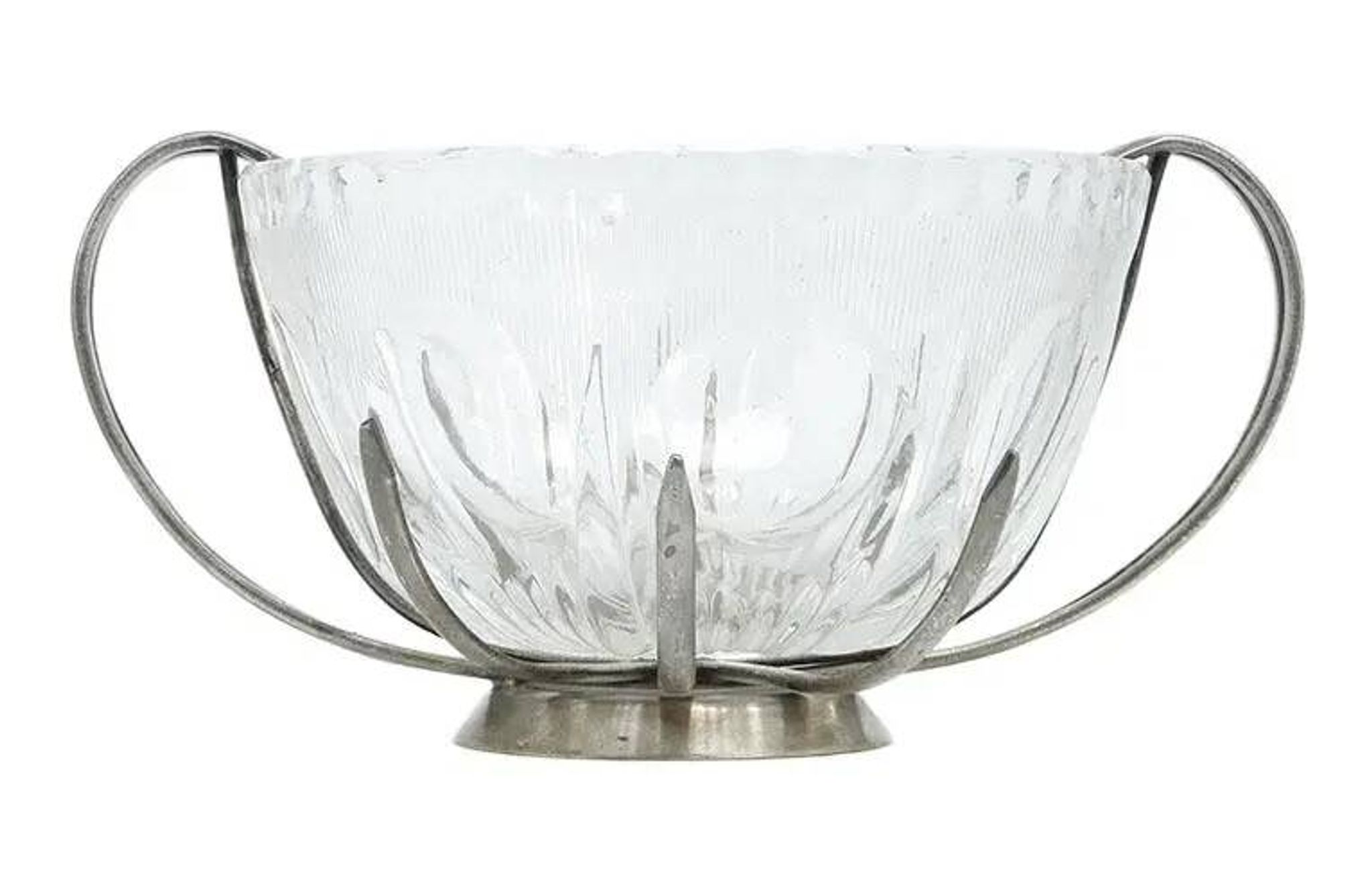 Sugar bowl, new look postmodernism, silver-plated brass and glass, Poland, 1970s