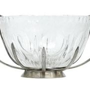 Sugar bowl, new look postmodernism, silver-plated brass and glass, Poland, 1970s