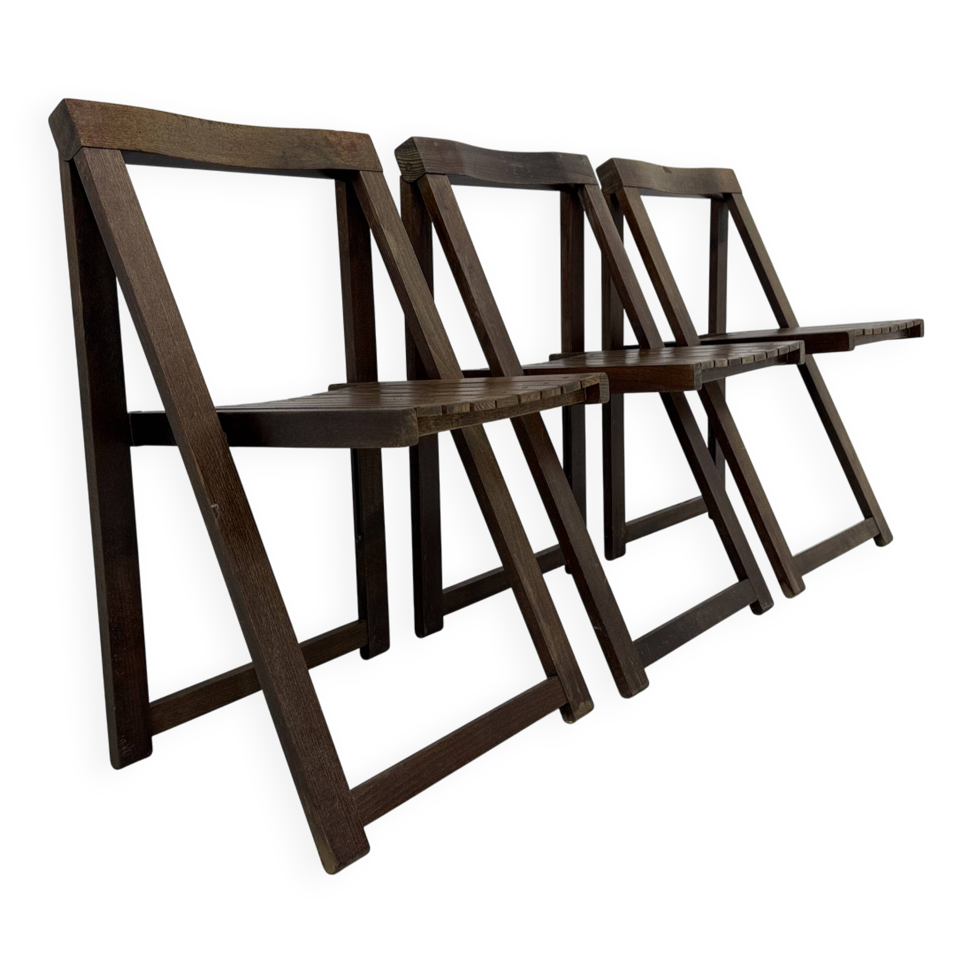 Set of 3  wooden folding chairs, 1960’s