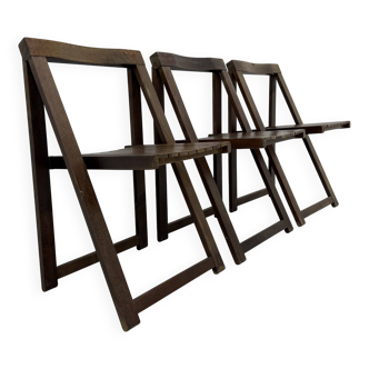Lot de 3 chaises pliantes en bois Aldo Jacober pour Alberto Bazzani, années 1960