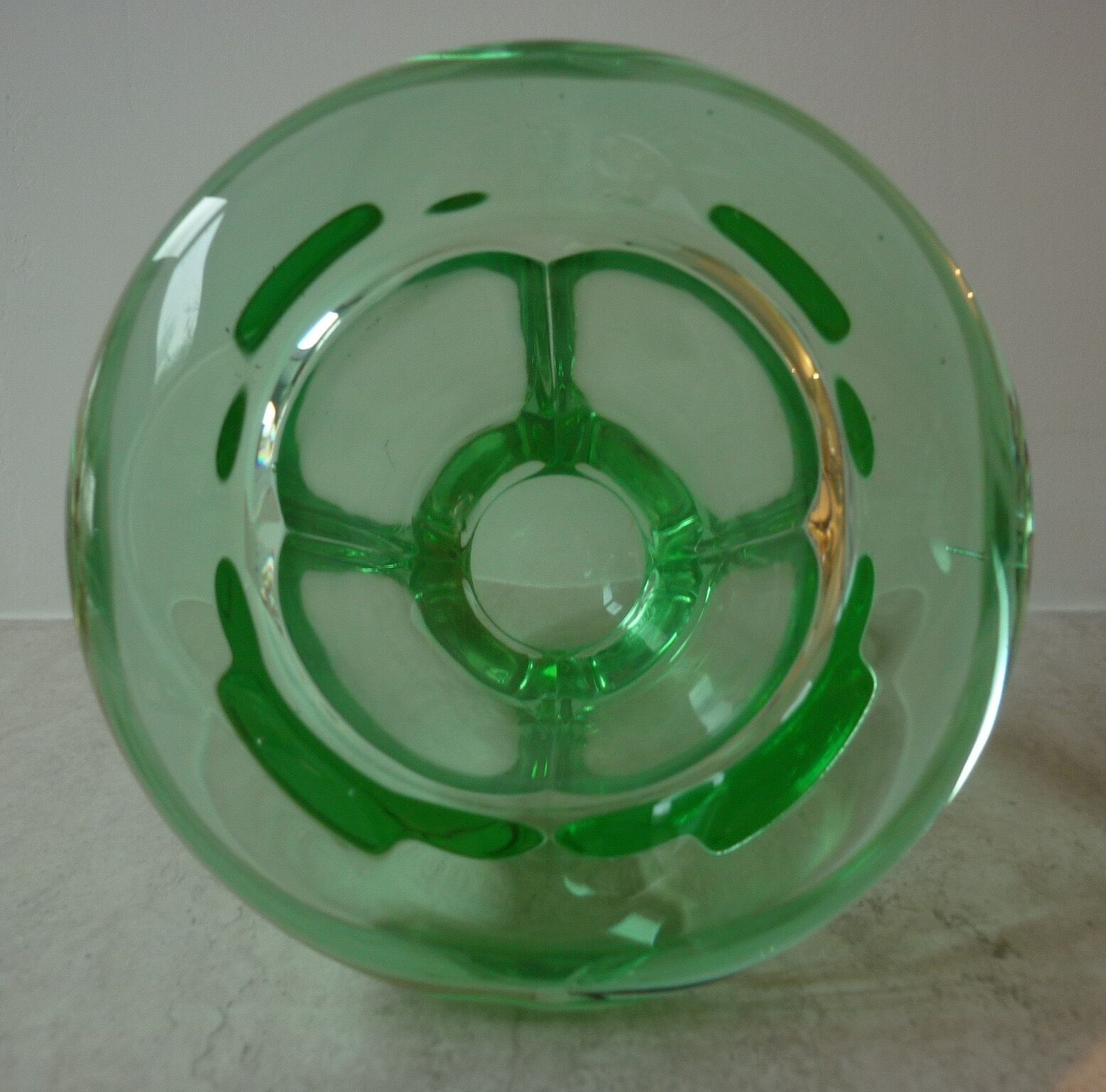 Green crystal vase from the 50s