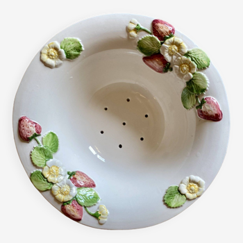 Passoire en céramique vintage, décors de fraises