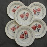 6 assiettes plates en faïence Digoin Sarreguemines, modèle Cannes