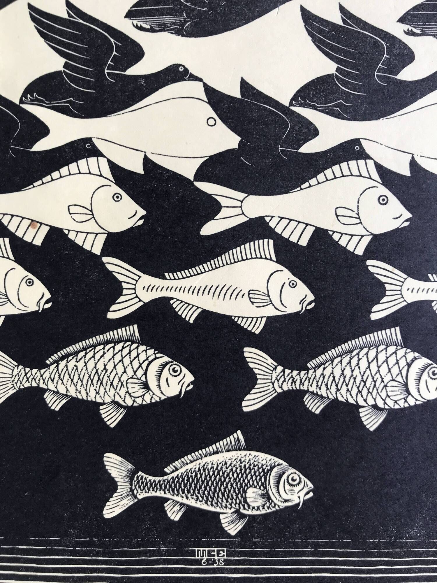 Original exhibition poster after escher, netherlands institute of paris, 1973