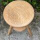 1950s solid oak tripod workshop stool with a screw mechanism.
