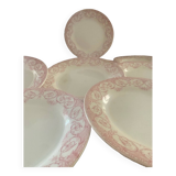 9 assiettes plates anciennes "Dubarry" Creil-Montereau, en terre de fer