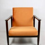 Fauteuil lounge GFM-142 en velours orange attribué à Edmund Homa, années 1970