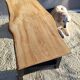 Bicolour coffee table in solid oak with 19th-century legs • Unique piece "Raw"