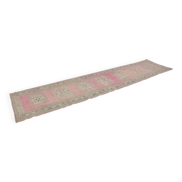 Tapis de couloir Oushak floral noué à la main sku 2441