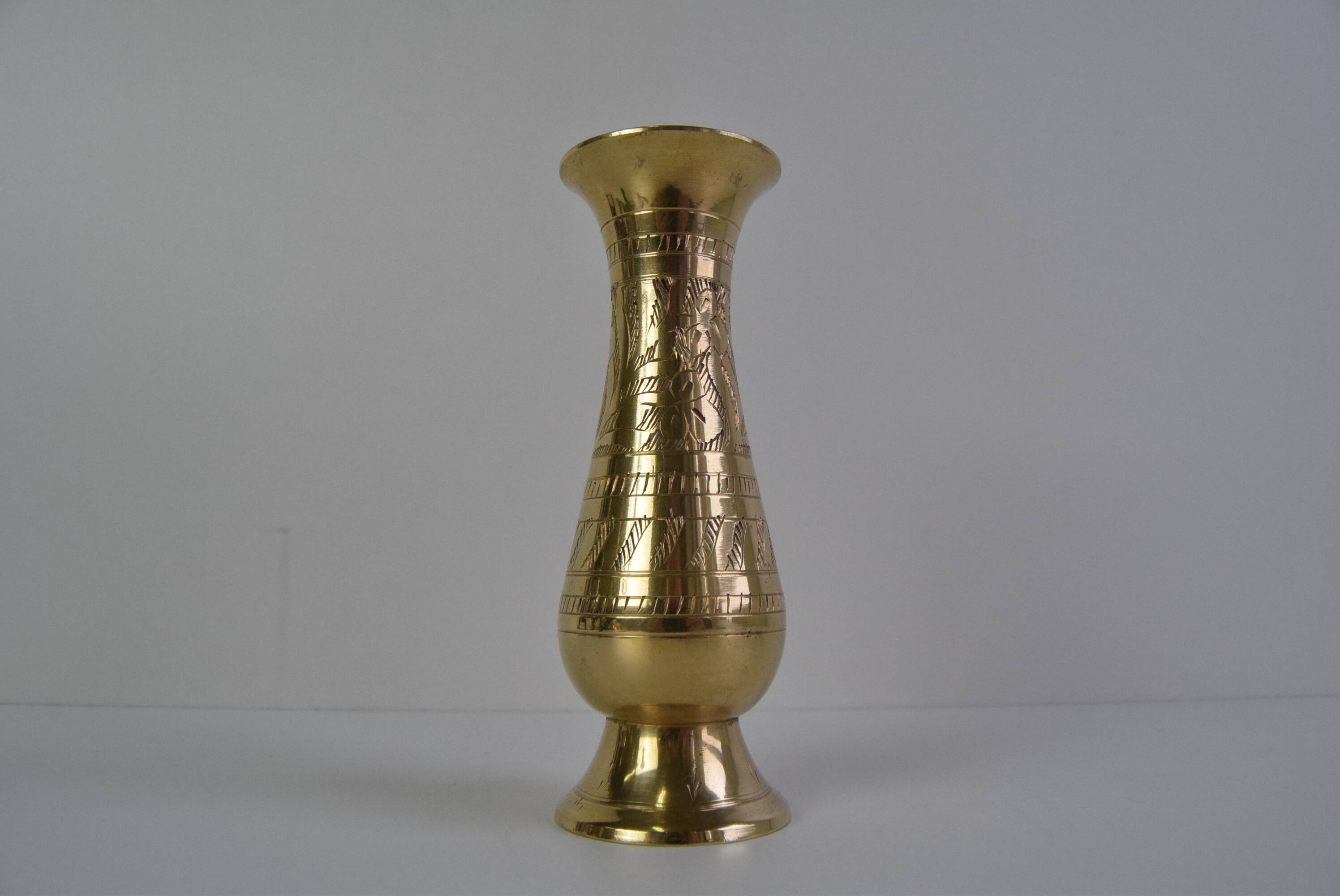 Vintage brass vase, India, 1960's.