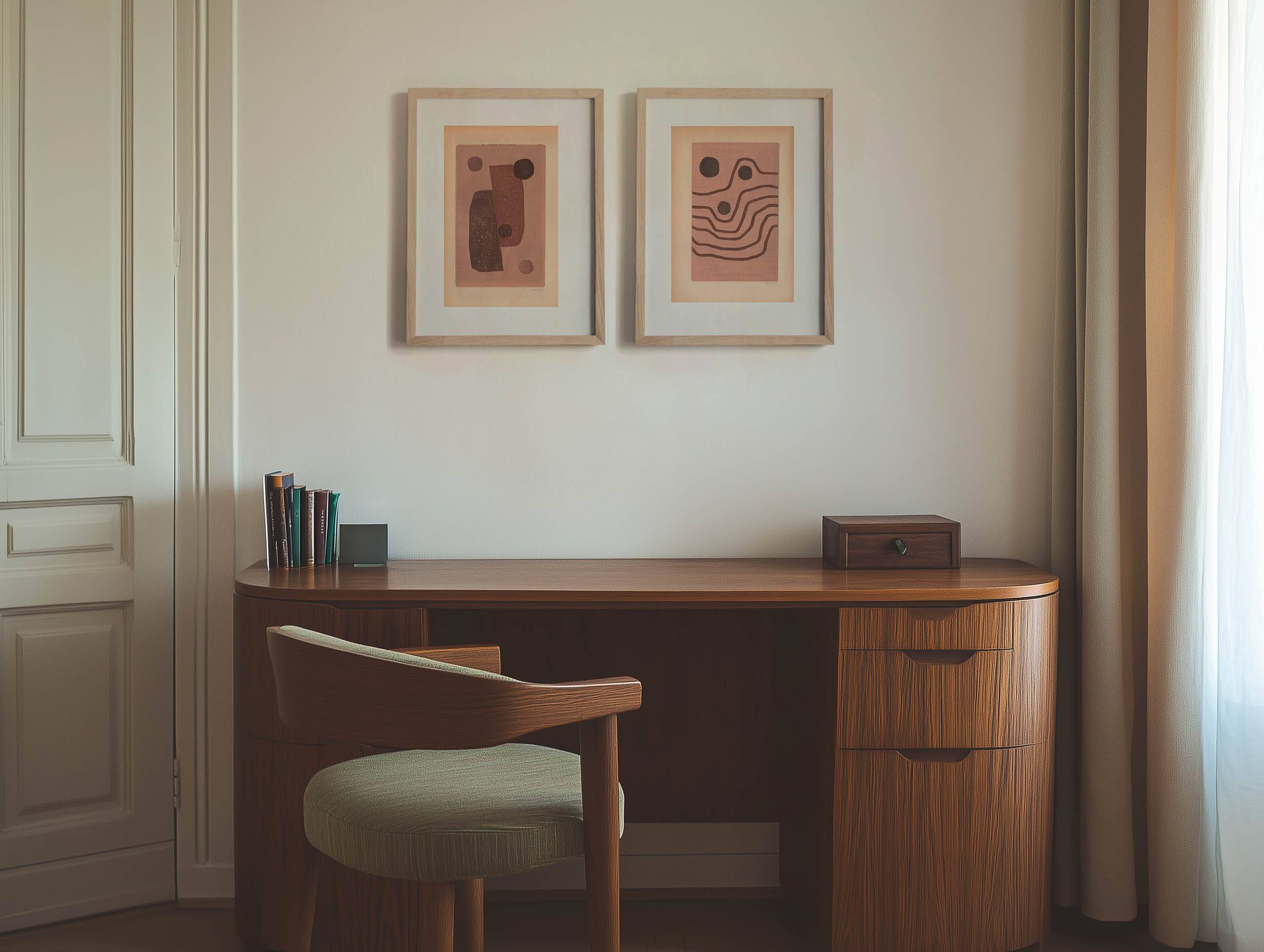 Duo of paintings on paper - M337 and M339 - abstract paintings signed Eawy