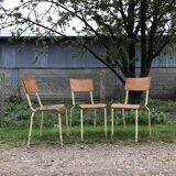 Three vintage school chairs