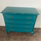 Vintage chest of drawers with a duck blue makeover