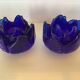 Six stackable cobalt blue candlesticks
