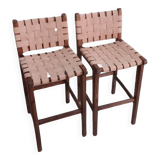 Duo bar stools in wood and leather