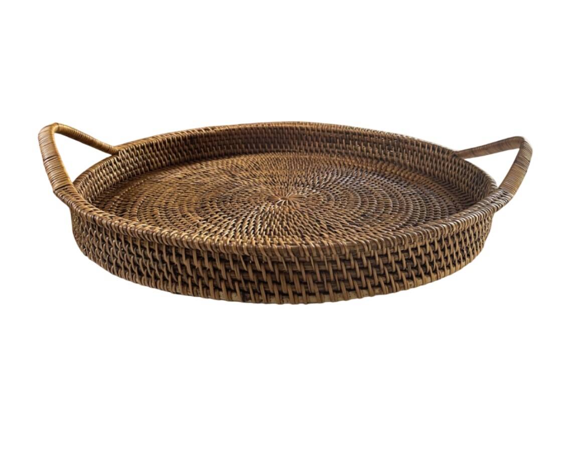 XXL woven rattan tray diameter 46 cm