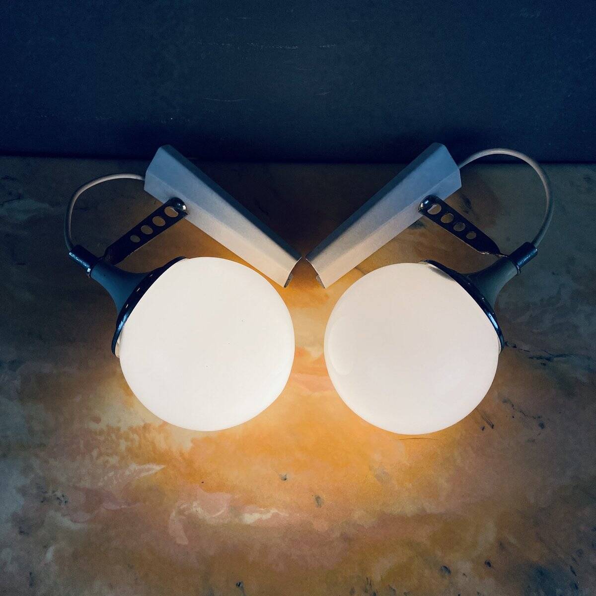 Italian white wall sconces from the mid-century by Targetti Sankey, 1960s, set of 2.