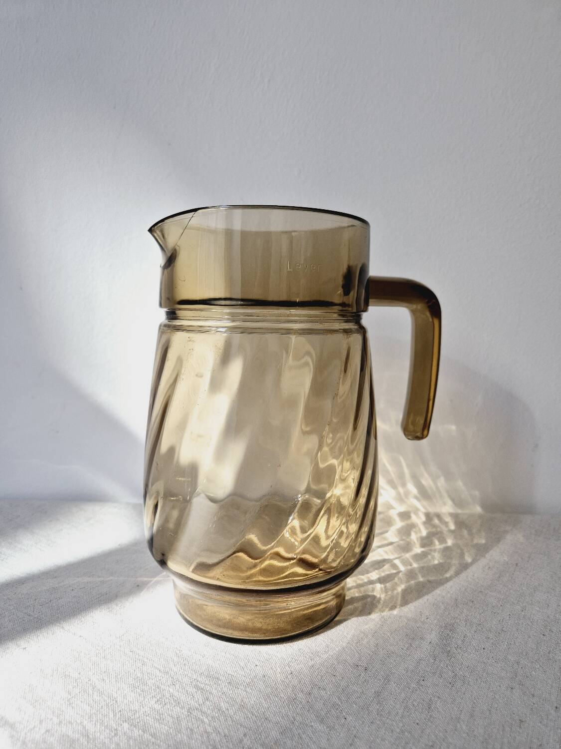 Amber Glass Carafe with Pour Spout - Lever Vintage