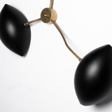 60's brass and black metal sculptural sconce